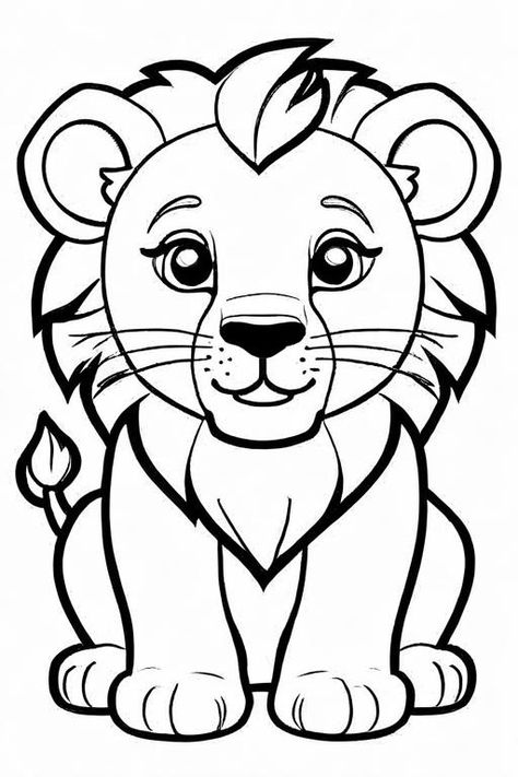 "Roar with creativity through 30 lion coloring pages! Perfect for young animal lovers, these pages depict the majesty and strength of the king of the jungle." How To Draw Lion, Lion Coloring, Zoo Animal Coloring Pages, Deer Coloring Pages, Lion Ears, Monkey Coloring Pages, Lion Clipart, Lion Coloring Pages, Elephant Coloring Page