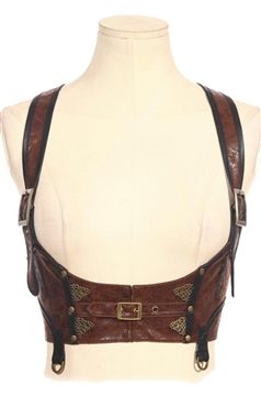 RQBL Mildred Brown Steampunk Harness Underbust Harness, Pirate Corset, Steampunk Outfits, Corset Steampunk, Steampunk Leather, Skirt Images, Faux Leather Vest, Top Bustier, Style Steampunk