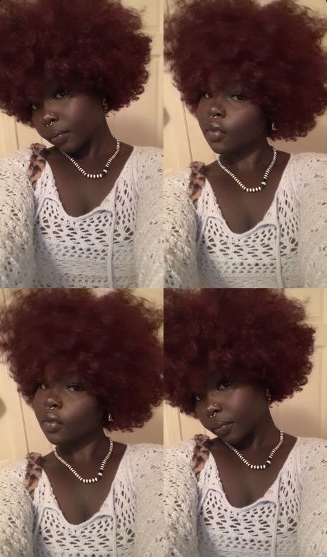 Dark Red Brown Hair, Red Hair On Dark Skin, Red Afro, Hair Color For Brown Skin, Hair Color For Dark Skin, Types Of Hair Color, Dark Red Hair, Natural Afro Hairstyles, Dyed Hair Inspiration