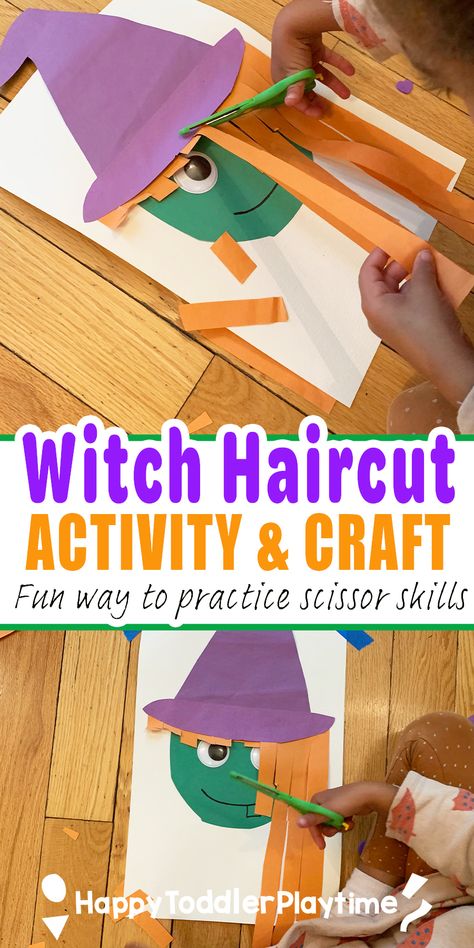 Witch Activity Preschool, Witch Toddler Craft, Preschool Witch Crafts, How To Catch A Witch Activities, Witch Activities For Toddlers, Witch Crafts For Toddlers, Witch Preschool Activities, Witch Activities For Kids, Witch Haircut