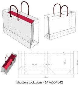 Shopping Bag (Internal measurement 30x 25 + 10cm) and Die-cut Pattern. The .eps file is full scale and fully functional. Prepared for real cardboard production. Mini Designer Bags, Luxury Paper Bag, Shoping Bag, Seni Resin, Shopping Bag Design, Paper Bag Design, Packaging Template Design, Delivery Bag, Packaging Template