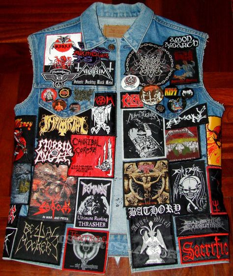 Metal Vest, Battle Jackets, Battle Vest, Punk Fashion Diy, Metal Jacket, Heavy Metal Art, Battle Jacket, Music Collage, Metal Clothing