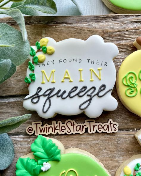 They found their main squeeze!! 🍋 . Such a fun wedding shower theme! . . . #mainsqueezecookies #bridalshowercookies #weddingshowercookies #lemoncookies #limecookies #twinklestartreats #cookiesforoccasion #cookiedecorating #decoratedcookies #royalicing #royalicingcookies #edibleart #cookieart #cookiedecorator #cookier #decoratedsugarcookies #instacookies #sugarcookies #sugarcookiesofinstagram #cookies #houstontx #houstoncookies #cypresstx #cypresscookies #customcookies #cookieartist #sugarcoo... They Found Their Main Squeeze, Wedding Shower Theme, Wedding Shower Cookies, Lime Cookies, Wedding Shower Themes, Bridal Shower Cookies, Main Squeeze, Lemon Cookies, Twinkle Star