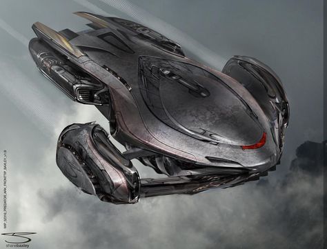 Official Upgrade Predator and Ark Ship concept art by Shane Baxley - The Predator Movie News Gray Alien Art, Yautja Ship, Sci Fi Ship Concept Art, Space Ships Concept Art, Space Ships Design, Spacecraft Concept Art, Starship Concept Art, Ship Concept Art, Spaceship Concept Art