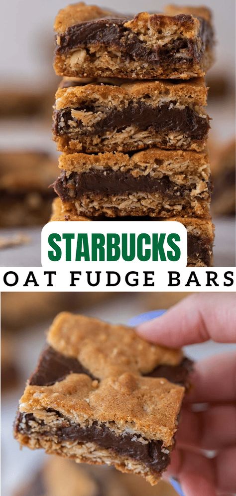 Starbucks Oat Fudge Bar, Oat Fudge Bars, Oat Fudge, Fudge Bar, Oatmeal Fudge Bars, Cookie Dough Ingredients, Cookie Toppings, Fudge Bars, Copycat Starbucks Recipes