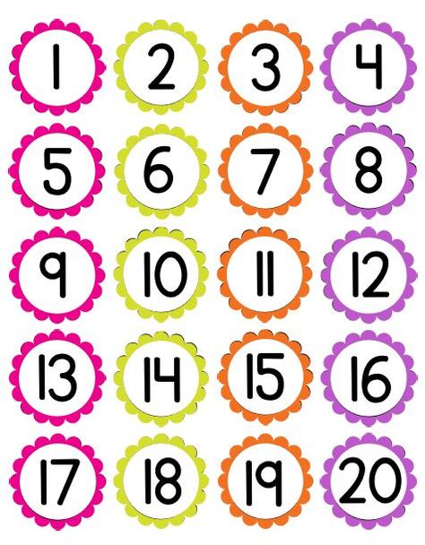 Number Labels Free Printables, Number 1-20, 1 To 20 Numbers, Numbers Free Printable, Printable Calendar Numbers, Number For Kids, Kids Numbers, Preschool Numbers, Number Printables