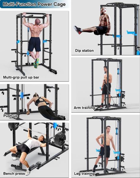 The most versatile, heavy duty power rack system on the market! Power cage with pulley system for a full body work out from home. Pulley System, Squat Rack, Benefits Of Exercise, Ideal Body, Power Rack, Strength Training Workouts, Bicep Curls, Home Gym Equipment, Chin Up