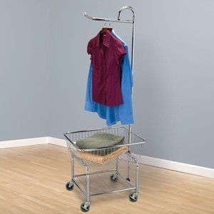 Household Essentials Laundry Butler with 3'' Wheels in Chrome Rolling Laundry Cart, Industrial Wheels, Shelf Cover, Laundry Cart, Laundry Center, Laundry Sorter, Hanging Bar, Clothes Drying Racks, Laundry Supplies