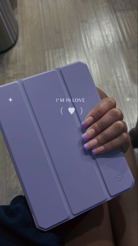 I think light purple aka lilac is my color of the year. Purple french tip nails and purple ipad case. You gotta love. Ipad Case Aesthetic Purple, Ipad Case Purple, Purple Ipad Aesthetic, Ipad Mini Purple, Ipad Colors, Purple French Tip Nails, Ipad Purple, Purple French Tip, Purple Ipad