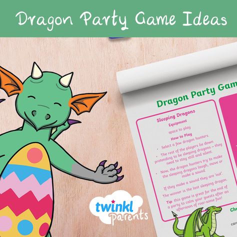 If a great kids party needs any two things, it needs a cool theme and awesome games! Check out their resource to get some amazing inspiration for games at your child’s next dragon-themed party.👉https://www.twinkl.co.uk/l/1epvj7 Dragon Birthday Games, Dragon Games For Kids, Dragon Party Ideas For Kids, Dragon Party Games, Outside Games For Kids, Dragon Themed Birthday Party, Party Game Ideas, Party Games For Kids, Outside Games