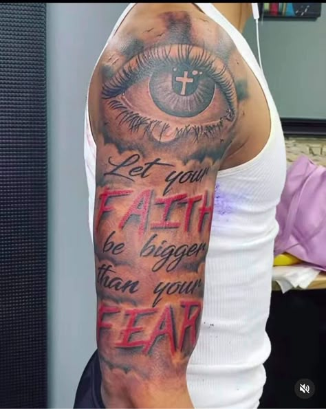 Proverb Tattoo Men, Top Arm Sleeve Tattoo For Men, Good Angel Bad Angel Tattoo Ideas, Third Eye Tattoo Men, Born Cursed Tattoo, Black And Proud Tattoo, Bet On Myself Tattoo, Hustle In Silence Tattoo, Arm Tattoo Men Black Man