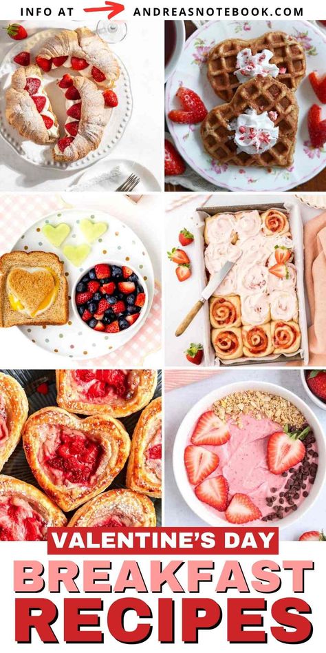 Valentines Day Breakfast Ideas, Valentines Day Breakfast, Valentine Breakfast, Raspberry Pancakes, Strawberry Smoothie Bowl, Strawberry Cinnamon Rolls, Puff Pastry Twists, Gluten Free Valentines, Valentines Recipes