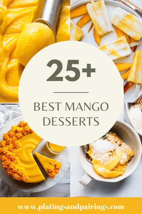 Mango is a delicious and versatile fruit that can be used in a variety of desserts. Here are 25+ delicious mango desserts to try out! Mango Recipes Dessert Easy, Frozen Mango Recipes Desserts, Mango Dessert Ideas, Mango Pairing, Desserts With Mango, Mango Recipes Dessert, Mango Trifle, Kabobs Chicken, Mango Bar