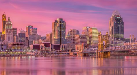 New York Brooklyn Bridge, Cincinnati Skyline, New York Brooklyn, Real Estate Guide, Pink City, Cincinnati Ohio, Columbus Ohio, Stock Pictures, City Skyline