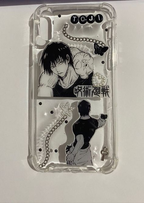 Male Phone Cases, Toji Phone Case, Anime Phone Cover Ideas, Jjk Phone Case, Anime Phone Cases, Manga Phone Case, Clear Phone Case Design, Phone Case Diy Paint, Diy Phone Case Design