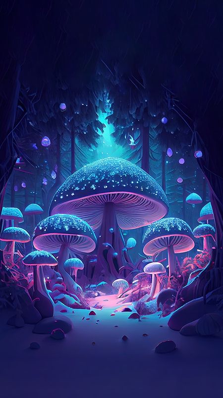 Blue Mushroom Painting, Blue Mushroom Art, Blue Mushroom Aesthetic, Blue Mushroom Wallpaper, Mushroom Fantasy Art, Galaxy Mushroom, Mushroom Galaxy, Pretty Mushrooms, Space Mushroom