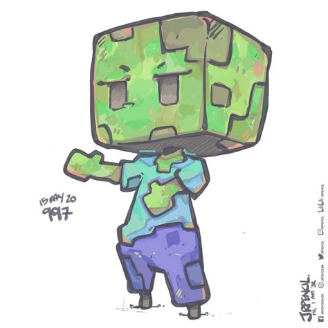 Minecraft Mobs Drawing, Minecraft Zombie Face, Zombie Face Drawing, Minecraft Drawing Ideas, Jr Pencil, Minecraft Zombie, Zombie Drawings, Zombie Face, Minecraft Drawings