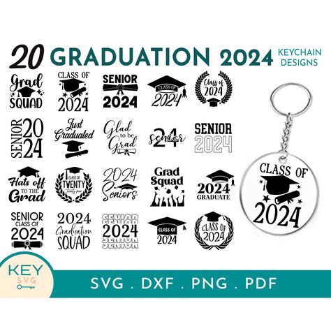 Svg Keychain, Circle Patterns, Keychain Svg, Grad Hat, Graduation Keychain, 2023 Svg, Graduation Crafts, Senior 2023, Graduation Svg