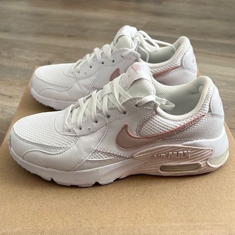 NIKE Women’s Air Max Excee - Pink and White Sport Nike Shoes, Cheap Nike Shoes For Women, Nike Workout Shoes Women, Air Max Shoes For Women, Nike Shoes Women Pink, White And Pink Nike Shoes, Air Nike Shoes Women, Nike Sport Shoes Women, Air Max Excee Pink