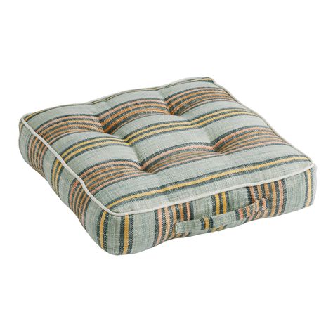 Muted Multi Stripe Indoor Outdoor Floor Cushion - World Market Outdoor Patio Floor, Patio Floor, Indoor Outdoor Patio, Garden Inspo, Patio Flooring, Outdoor Chair Cushions, Falls Church, Hotel Project, Outdoor Floor Cushions