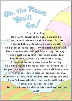 oh the places you'll go gift book to graduate | ... the book for a teacher to leave a note in "oh the places you will go Inside Playground, The Places Youll Go, Letter To Teacher, Teacher Templates, Preschool Graduation, Kindergarten Graduation, End Of School Year, School Memories, Teacher Notes