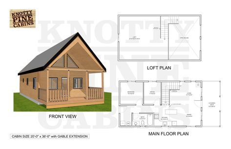 Floor Plan With Loft, Cabin Floorplan, Knotty Pine Cabin, Cabin Blueprints, Prefabricated Cabins, Bedroom Floor Plan, Pine Cabin, Off Grid Cabin, Cabin Floor Plans