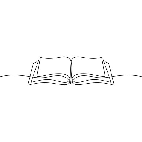 Minimal Book Drawing, Simple Line Book Tattoo, Book One Line Drawing, Bookish Line Art, Single Line Book Tattoo, One Line Book Tattoo, Kindle Tattoo, Book Outline Drawing, Minimalist Book Tattoo