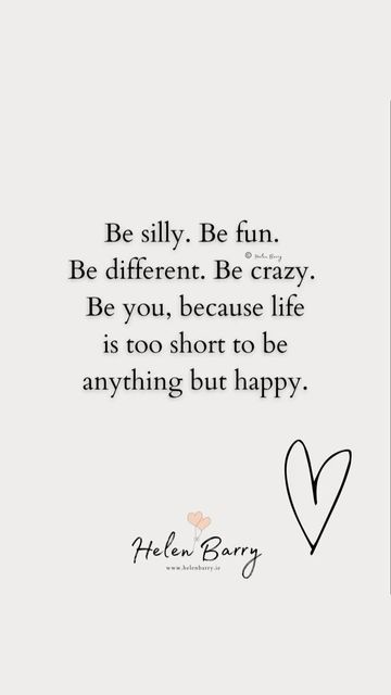 Helen Barry Wellness | Reiki Pellowah & Meditation | on Instagram: "Be silly. Be fun. Be different. Be crazy. Be you, because life is too short to be anything but happy 🤍 Follow for more daily inspiration 🤍 #helenbarry #Meditation #Mindfulness #reiki #candles #love #healing #joy #compassion #gratitude #inspo #positivevibes #quote #quotes #foryou #highvibes #spirituality #mindset #selflove #holistichealing #wordsofwisdom #spirituality #affirmations #positivevibes #positivequotes #blessings #pe Reiki Candles, Spirituality Affirmations, Be Silly, Health Ideas, Be Crazy, High Vibes, Life Is Too Short, Holistic Healing, Be Different