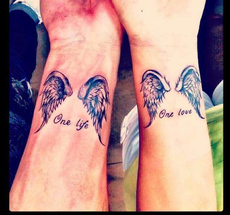 dedicated to my amazing boyfriend, I love you... Angels Tattoo, My Amazing Boyfriend, Marriage Tattoos, Tattoo Wings, Tattoos Couples, Amazing Boyfriend, Couples Tattoos, Couple Tattoo, Angel Wings Tattoo