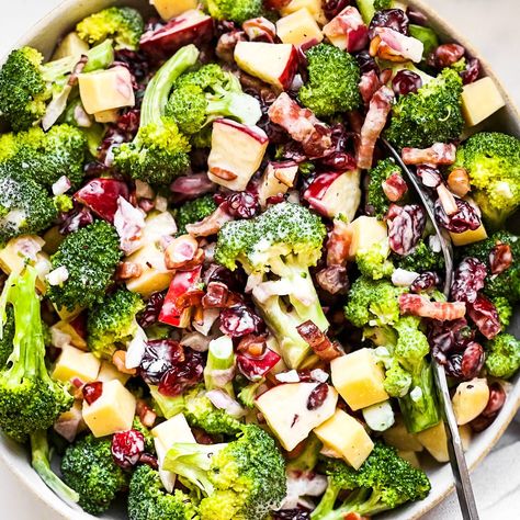 Loaded Broccoli Salad, Broccoli Cranberry Salad Recipes, Loaded Broccoli, Broccoli Salad With Cranberries, Best Thanksgiving Side Dishes, Twice Baked Sweet Potatoes, Broccoli Salad Bacon, Three Bean Salad, Autumn Craft