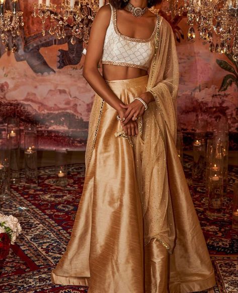 Lehenga Simple, Plain Lehenga, Lengha Blouse Designs, Golden Lehenga, Wedding Party Wear, Lehenga Skirt, Rock Outfit, Indian Dresses Traditional, Indian Wedding Wear