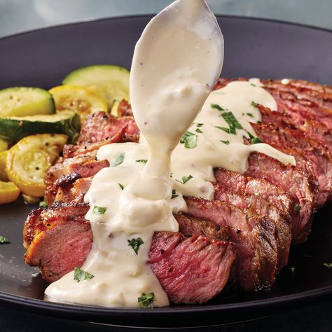 Gorgonzola Cream Sauce Recipe from H-E-B Mushroom Gorgonzola Sauce, Gorgonzola Cream Sauce Steak, Gorgonzola Cream Sauce, Gorgonzola Recipes, Gorgonzola Sauce, Cream Sauce Recipe, Cream Sauce Recipes, Gorgonzola Cheese, Protein Nutrition