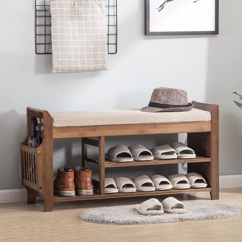 https://www.amazon.ca/Furniture-Sheffield-Contemporary-Cushioned-Seat-98-529-549-5cm/dp/B07D7WG1K6 Shoe Storage Seat, Room Shoe, Shoe Rack With Seat, Shoe Organizer Entryway, Padded Bench, Bamboo Shoe Rack, Wooden Living Room, Shoe Rack Bench, Shoe Storage Rack