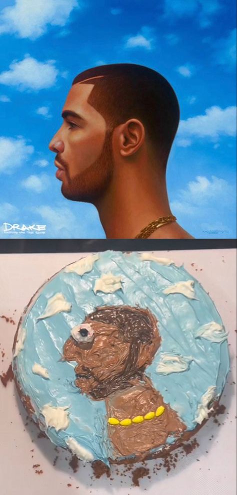 so yummy so gorjus Drake Cake Funny, Summer Cake Designs Easy, Easy Summer Cake Decorating Ideas, Funny Bday Cakes, Cake Ideas Funny, Funny Cake Designs, Real Or Cake, Funny Cake Ideas, Drake Nothing Was The Same