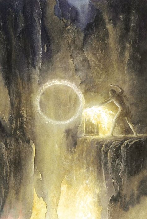 The Forging of the Ring; art by Alan Lee Alan Lee Art, Tolkien Artwork, Elven Ring, Tolkien Illustration, J.r.r. Tolkien, Alan Lee, John Howe, Middle Earth Art, Tolkien Books