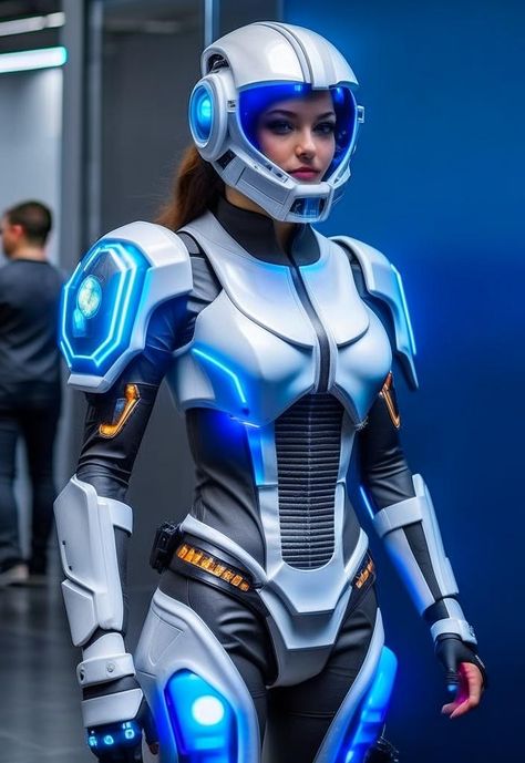 Spacesuit Costume, Futuristic Space Suit, Artificial Inteligent, Space Costume, Futuristic Costume, Sci-fi Helmet, Sci Fi Character Art, Sci Fi Costume, Female Costume