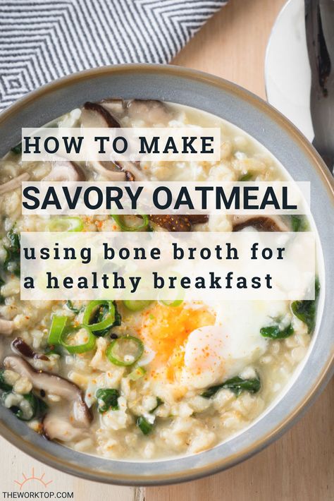 Savory Oatmeal Recipes, Savory Oatmeal, Healthy Breakfast Recipe, Quick Breakfast Recipes, A Healthy Breakfast, Oatmeal Recipe, Quick Healthy Breakfast, Broth Recipes, Nutritious Breakfast