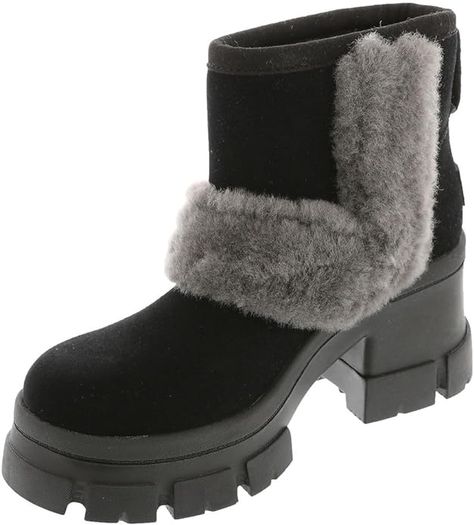 UGG Women's Brooklyn Sunburst Boot Winter Outfit Fall Outfit UGG Sherpa Boot Yellow Uggs, Ugg Sherpa, Outfit Ugg, Womens Biker Boots, Ugg Ankle Boots, Uggs With Bows, Ugg Boots Classic Short, Ugg Booties, Fold Over Boots