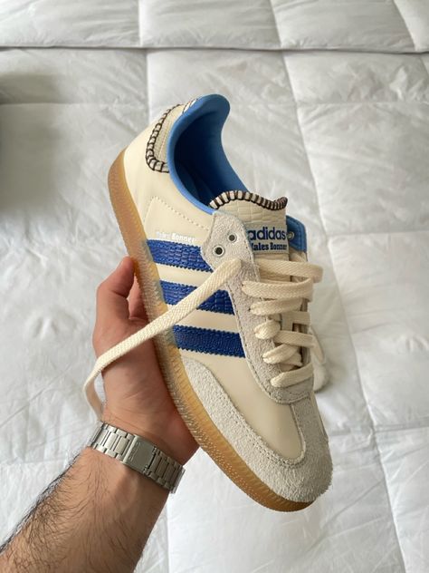 Adidas x Wales Bonner collaboration 2024 Sambas Wales Bonner, Adidas Wales Bonner, Adidas X Wales Bonner, Trendy Shoes Sneakers, Fancy Watches, Wales Bonner, Fresh Shoes, Sneakers Addict, Aesthetic Shoes