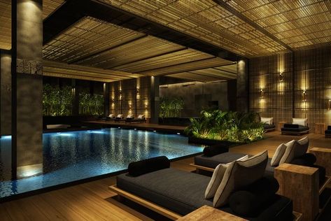 Swimming Pools Kendrick Lamar, Hotel Pool Design, Kendrick Lamar Swimming Pools, Spa Decor Ideas, Underground Swimming Pool, Luxury Pools Indoor, Underground Pool, Indoor Swimming Pool Design, Hotel Swimming Pool