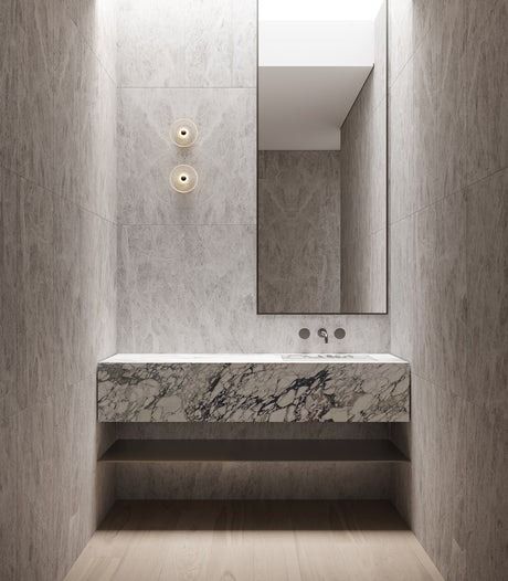 Bathroom Lighting | Lighterior Luxury Bathroom Lighting, Contemporary Powder Room, Indoor Floor Lamps, Powder Room Sink, Indoor Chandelier, Coral Walls, Linear Pendant Light, Powder Room Design, Lights Ceiling