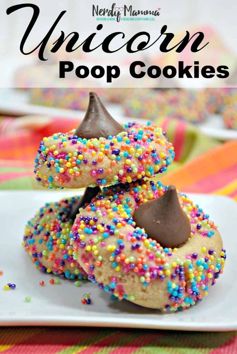 In a world where unicorns and their poop are so cute, I bring you, the best bringing-together of rainbow-goodness and poop: Unicorn Poop Cookies.) Simple, fun and oh, so tasty, these are a super-fun snack for any kid. #nerdymammablog #unicorn #unicornpoop #unicornrecipe #unicornpooprecipe Millie Vanillie, Poop Party, Cookies Unicorn, Unicorn Poop Cookies, Unicorn Food, Unicorn Treats, Unicorn Desserts, Savory Cakes, Unicorn Poop