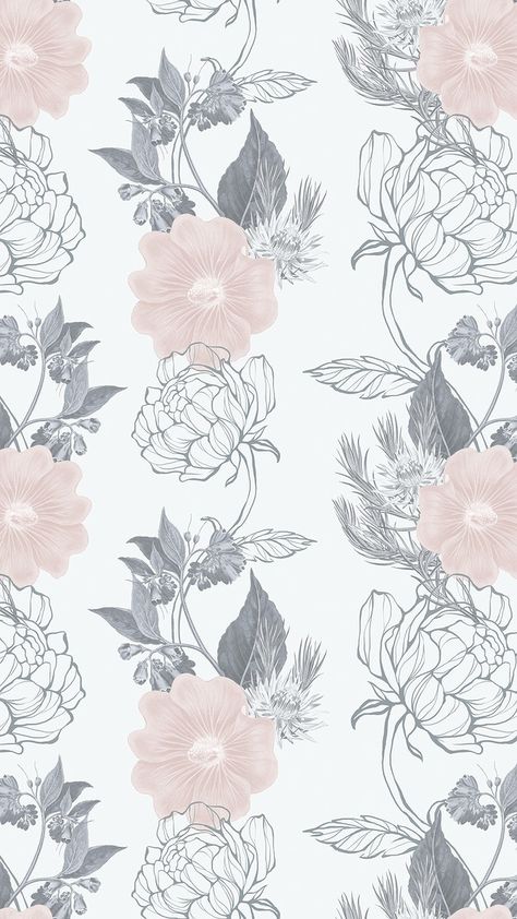 White Background Aesthetic Flowers, Pocket Procreate, Pink And Gray Background, Pink And Gray Wallpaper, Phone Asthetic, Paris Nursery, Pink And Grey Wallpaper, Floral Mobile, Grey And White Wallpaper