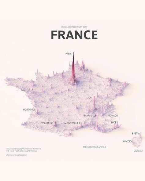 Population Density, World Geography, Relief Map, Country Maps, France Map, Alternate History, Trondheim, Stavanger, Illustrated Map