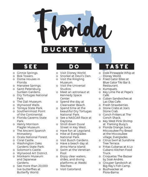 Florida Bucket List, Things To Do In Florida, See Food, Florida Travel Guide, Travel Checklist, Beach Vacations, Dream Travel Destinations, Travel List, Sunshine State