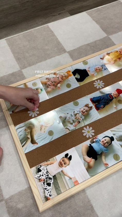 DIY monthy milestone pictures for her first birthday party. Fastest ye... | Birthday Videos | TikTok First Birthday Milestone Pictures, Birthday Milestone Pictures, Her First Birthday, Motherhood Lifestyle, Milestone Pictures, Birthday Milestone, Picture Boards, Birthday Diy, First Birthday Party