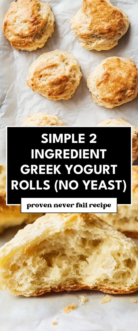 Image for Simple 2 Ingredient Greek Yogurt Rolls (No Yeast) Greek Yogurt Bread, Yogurt Pizza Dough, Rolls No Yeast, Easy Bake Bread, Quick Bread Rolls, Yogurt Bread, No Yeast Dinner Rolls, Homemade Rolls, Greek Yogurt Recipes