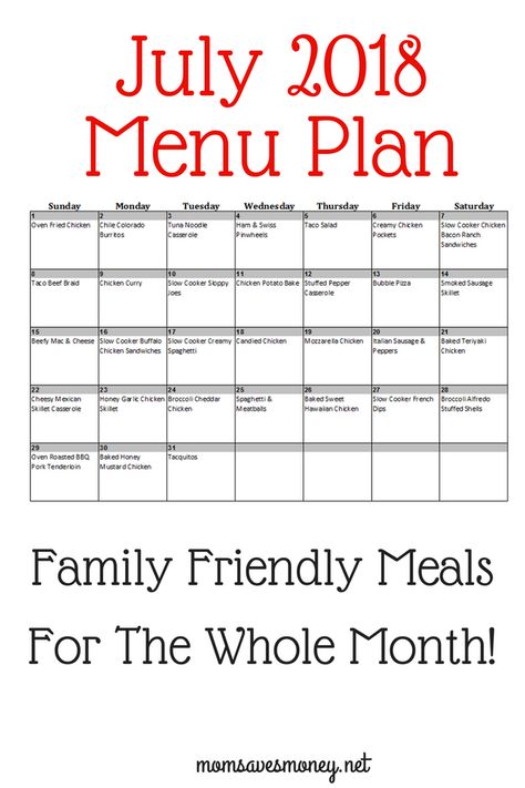 Meal Planning On A Budget, Chicken Cooker, Monthly Menu, Meal Planning Menus, Paleo Meal Plan, Monthly Meal Planning, Family Meal Planning, Meal Planning Printable, Menu Plan