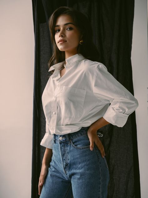 White Shirt And Jeans Photoshoot, White Shirt And Jeans Outfit Photoshoot, White Shirt Photoshoot Women, For Long Hair Hairstyles, Me Wallpaper, Long Hair Hairstyles, Medium Length Hair Hairstyles, For Medium Length Hair Hairstyles, Hairstyle Examples