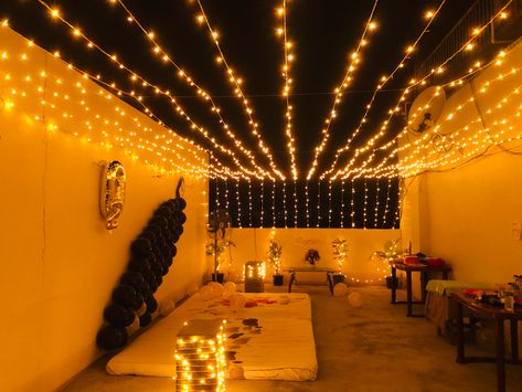 New Year Terrace Decor, Terrace Sangeet Decor, Diwali Decorations At Terrace, Rooftop Sangeet Decor, Terrace Decoration Ideas For Party Night, Rooftop Decoration Ideas For Party, Diwali Terrace Decor, Terrace Dinner Decor, Terrace Bday Decoration